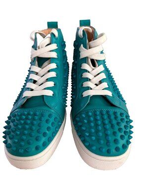 Christian Louboutin Louis Flat Calf Spike Sneaker Riviera/RIv Mat - Teal - EU 43